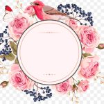 Wedding İnvitation Euclidean Flower, Flowers And Borders, Bird Surrounded By Pink Rose Flowers İllustration, Watercolor Painting, Border, Flower Arranging PNG
