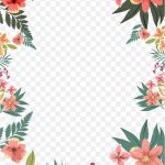 Flower Paper, Summer Flower Border Shape, Pink And Orange Petaled Flowers İllustration, Border, Flower Arranging, Leaf PNG