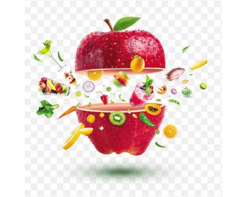 pnghit-cut apples and pieces of fruit png